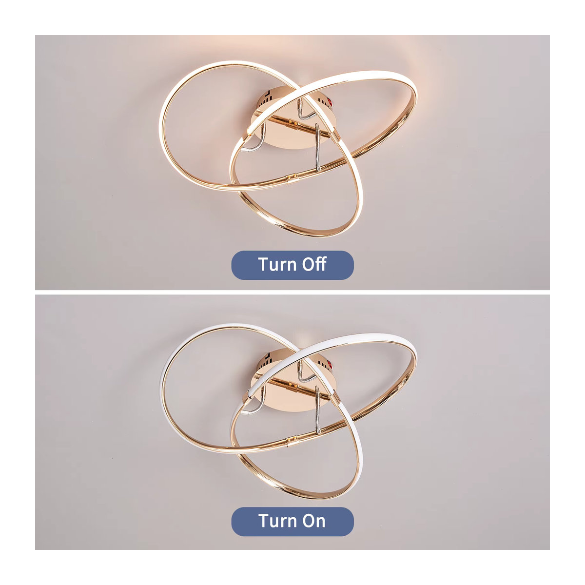 NEO Gleam Moderner LED-Kronleuchter aus Aluminium für Smart Home mit Alexa-Steuerung, Schwarz/Chrom/Gold - Bild 3