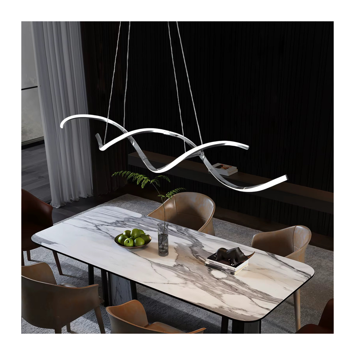 NEO Gleam Moderner LED Kronleuchter aus Metall in Silber für Esszimmer, Küche und Wohnzimmer - Bild 2