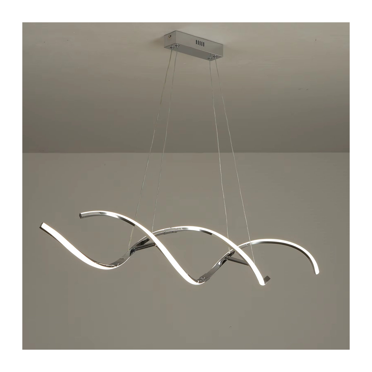 NEO Gleam Moderner LED Kronleuchter aus Metall in Silber für Esszimmer, Küche und Wohnzimmer - Bild 4