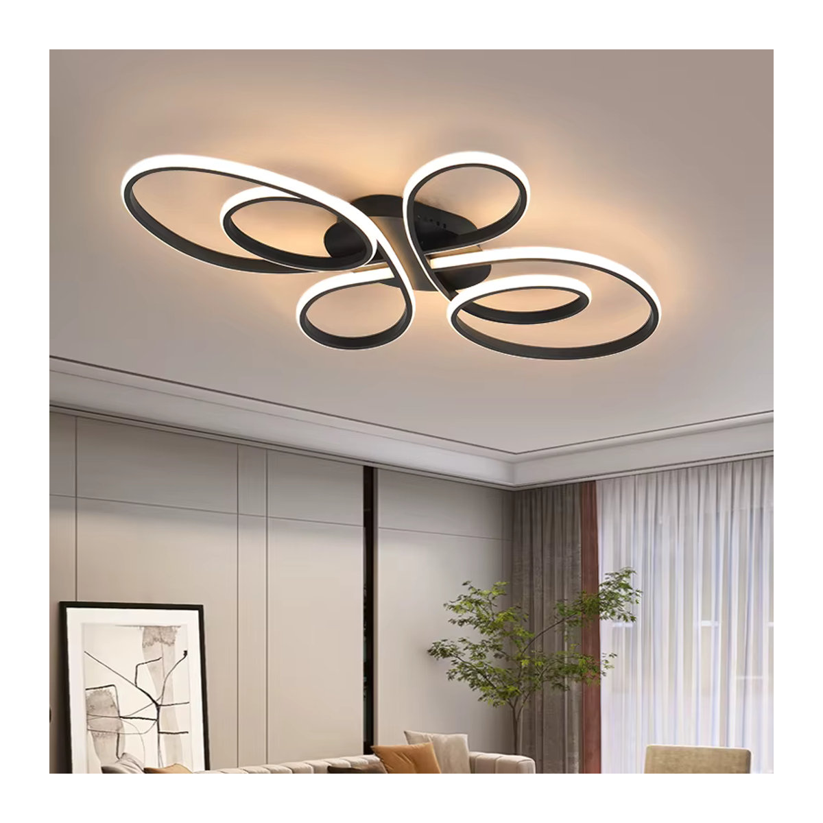 NEO Gleam Moderner LED Kronleuchter in Schwarz/Weiß für Wohnzimmer, Schlafzimmer und Küche - Bild 2