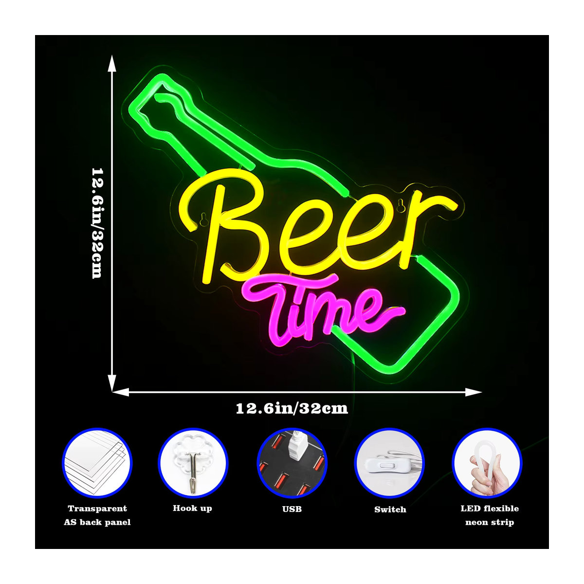 Neonlife LED Neon Wandleuchte Bunt für Bar Restaurant Hotel und Schlafzimmer mit USB-Anschluss - Bild 6