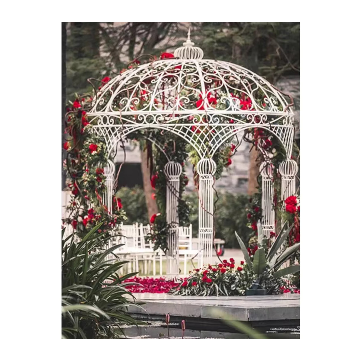 Net Red Runder Pavillon im europäischen Stil aus Schmiedeeisen für deinen Garten und Innenhof - Bild 5