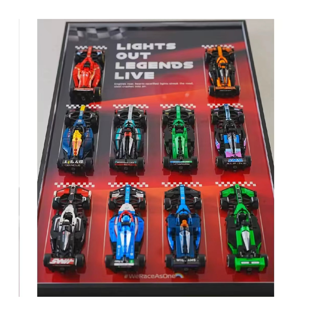 NEUDisplay Wandhalterung für LEGO Speed Racing Series F1 Modell Autos, Display Box Wandboard in Schwarz und Rot mit Checkered Design - Bild 2