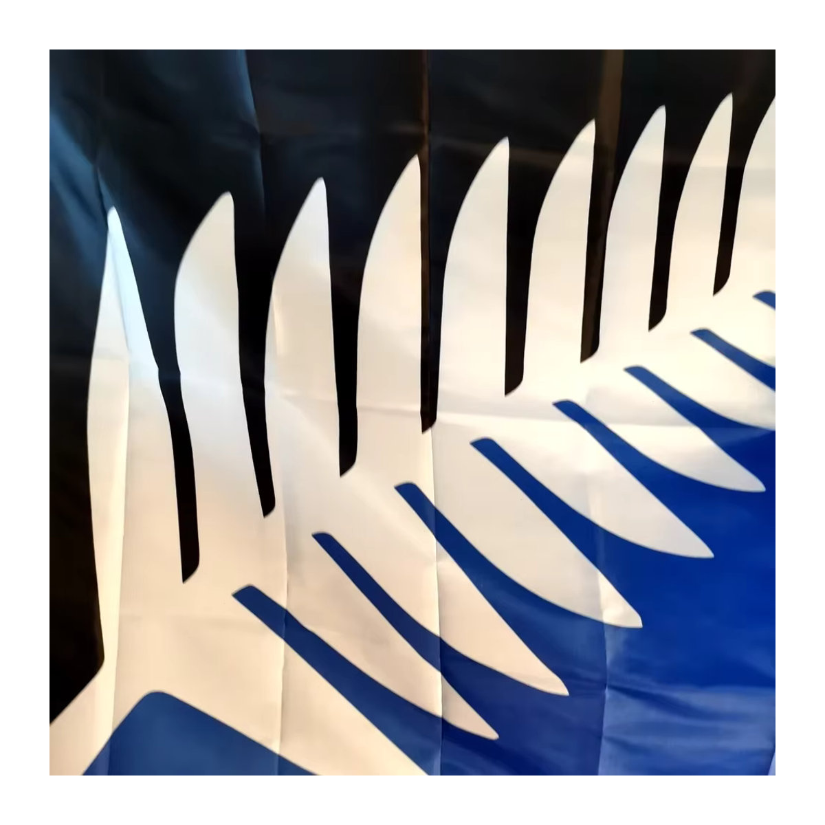 Neuseeland Maori-Farn-Flagge mit silbernem Farn Motiv in Mehrfarbig, Rechteckige Textil-Wanddekoration aus Polyester, B/H: 90 x 150 cm - Bild 2