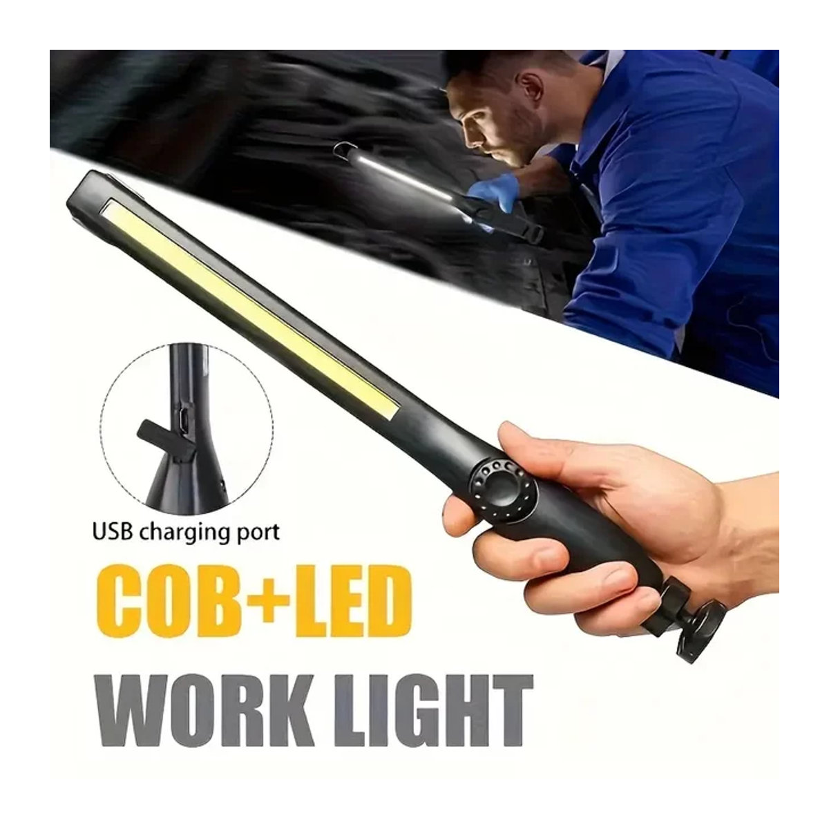 NEWBIRTH COB-LED-Arbeitsleuchte 700LM, magnetische tragbare Taschenlampe mit Haken für Camping und Reparaturen - Bild 1