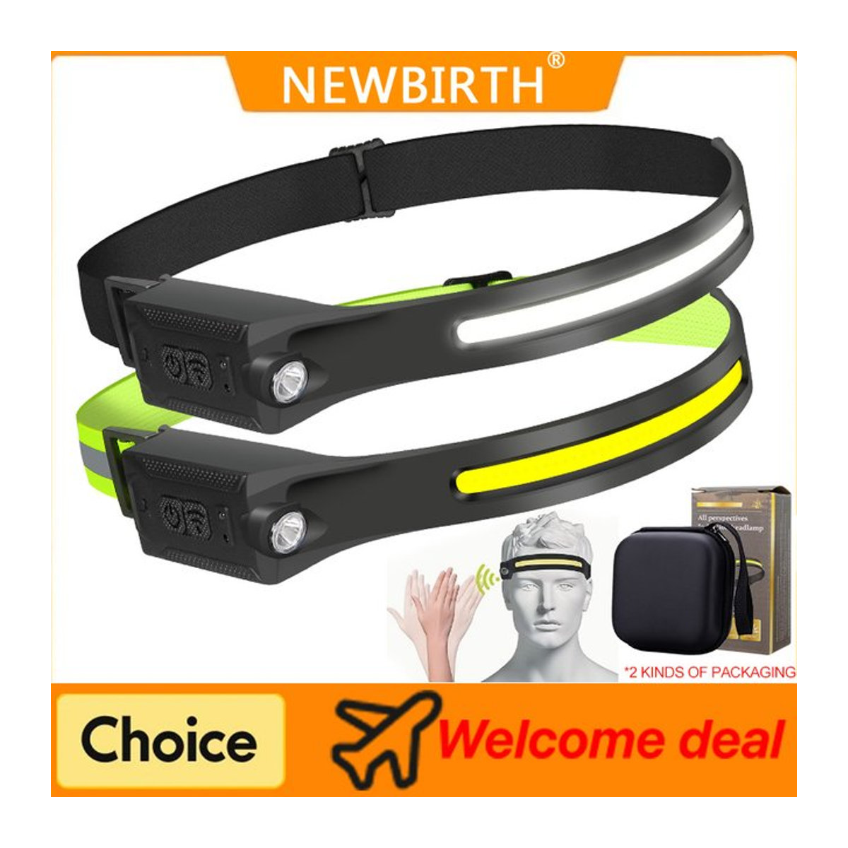 NEWBIRTH LED-Induktionsscheinwerfer mit COB-Arbeitskopf und 5 Beleuchtungsmodi, wiederaufladbare Taschenlampe für Outdoor und Angeln - Bild 1