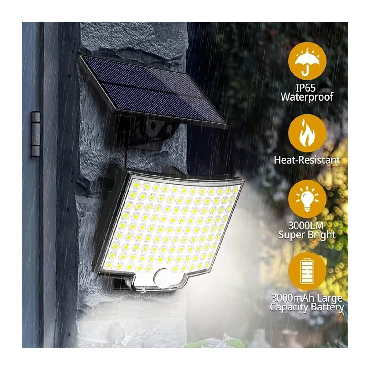 NEWBIRTH LED Solar-Bewegungsleuchte Außenstrahler Schwarz mit 106 LEDs und 4 Arbeitsmodi für Garten und Garage - Bild 5