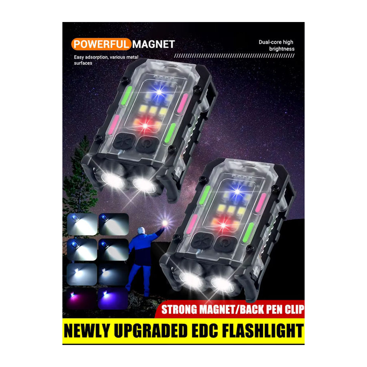 NEWBIRTH Mini-LED EDC-Taschenlampe, USB wiederaufladbar, helles tragbares Licht für Outdoor, Camping und Notfälle - Bild 5