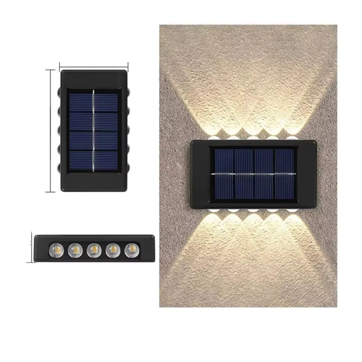 NEWBIRTH Solar-Außenwandleuchte mit 12 LEDs in Schwarz, wasserdichte Gartenleuchte aus Kunststoff für Hof und Balustrade - Bild 4