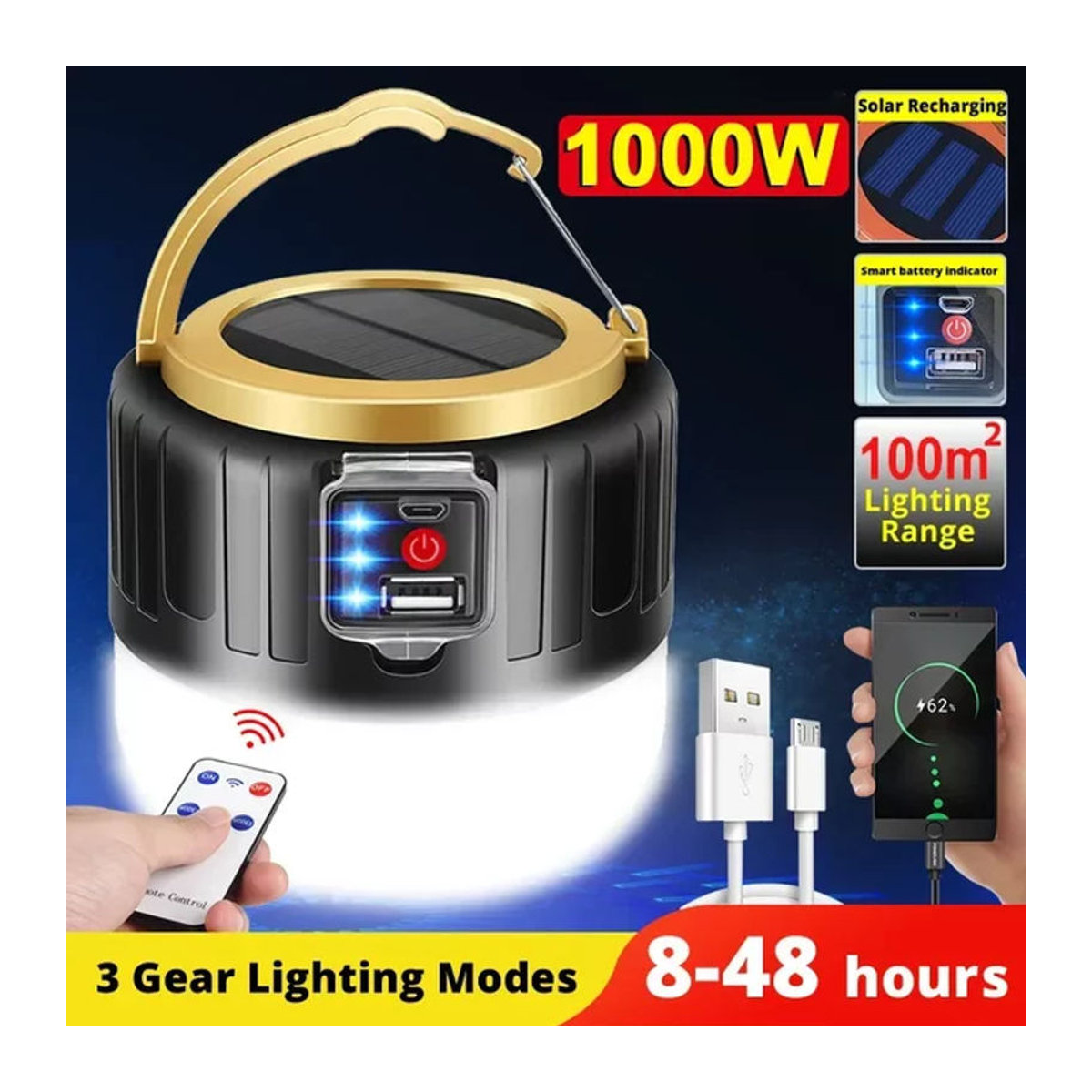 NEWBIRTH Tragbare LED Camping Laterne mit Powerbank und Fernbedienung, Wasserdichte wiederaufladbare Outdoor Taschenlampe für dein Zelt - Bild 1