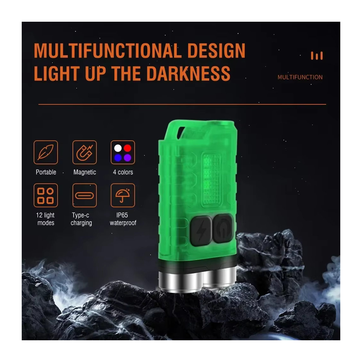 NEWBIRTH V3 EDC Schlüsselbund Taschenlampe mit USB-C, wiederaufladbar, Magnet, UV-Licht und wasserdicht - Bild 2