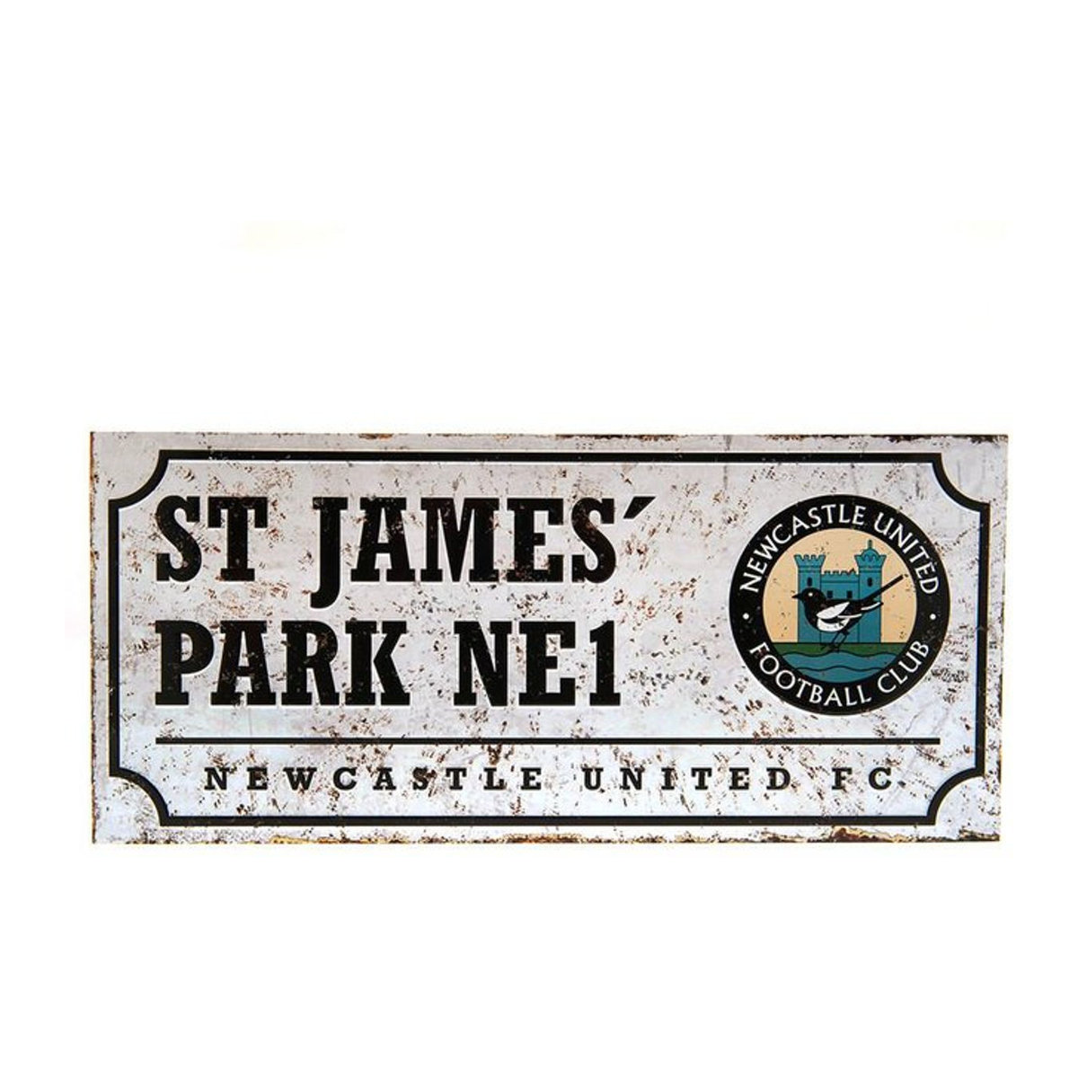 Newcastle United FC Retro Straßenschild aus Metall in Weiß, Aufhängbares Vintage Wandschild, B: 40 cm, H: 18 cm - Bild 1