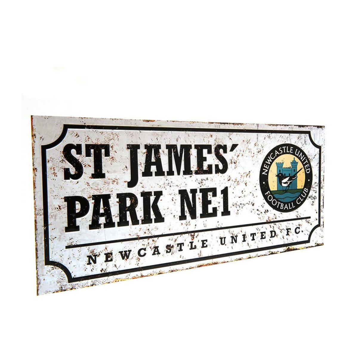 Newcastle United FC Retro Straßenschild aus Metall in Weiß, Aufhängbares Vintage Wandschild, B: 40 cm, H: 18 cm - Bild 3