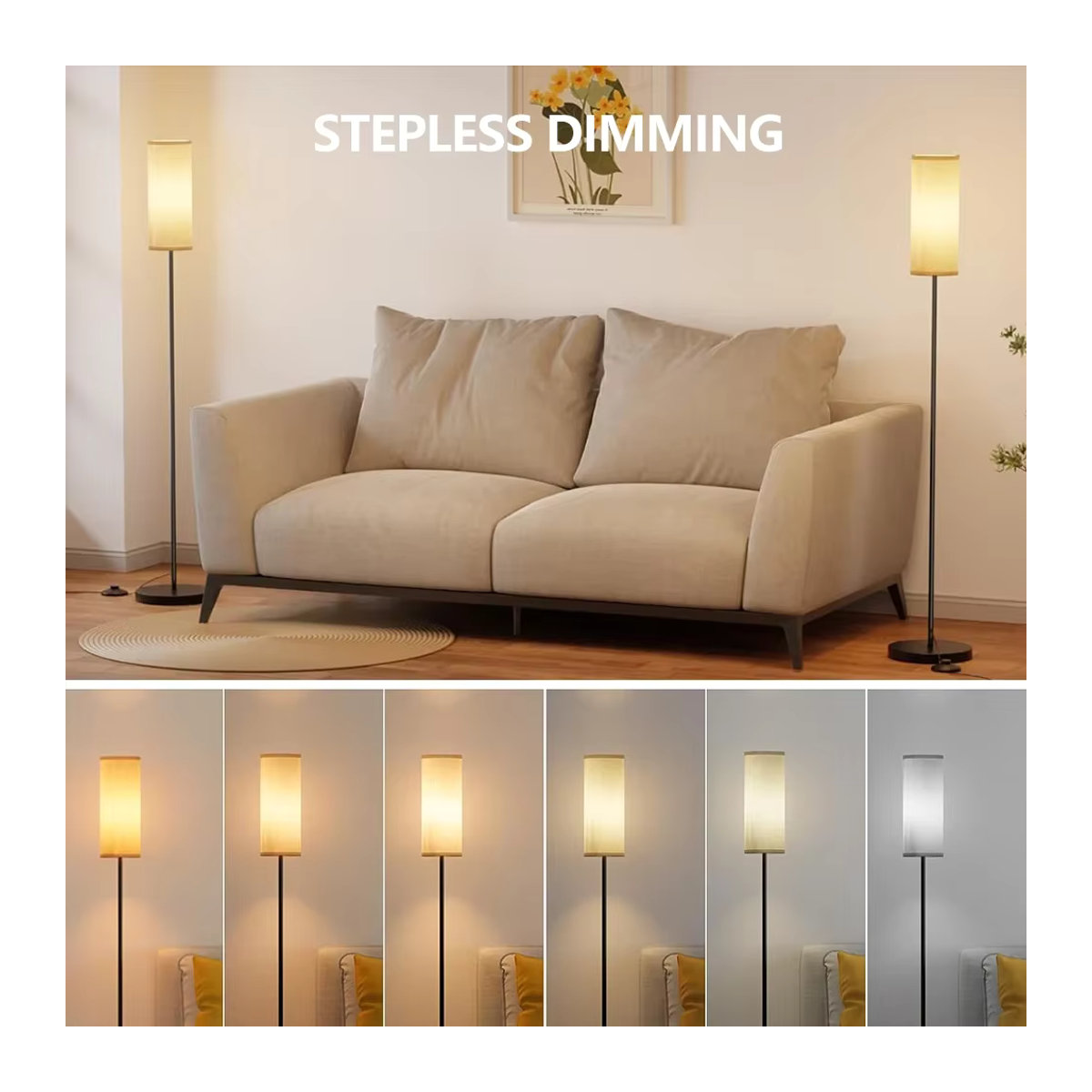NEWSTYLE RGBW-Stehlampe in Schwarz mit musiksynchronisierter Beleuchtung, Bluetooth und App-Steuerung für ein modernes Umgebungslicht - Bild 3