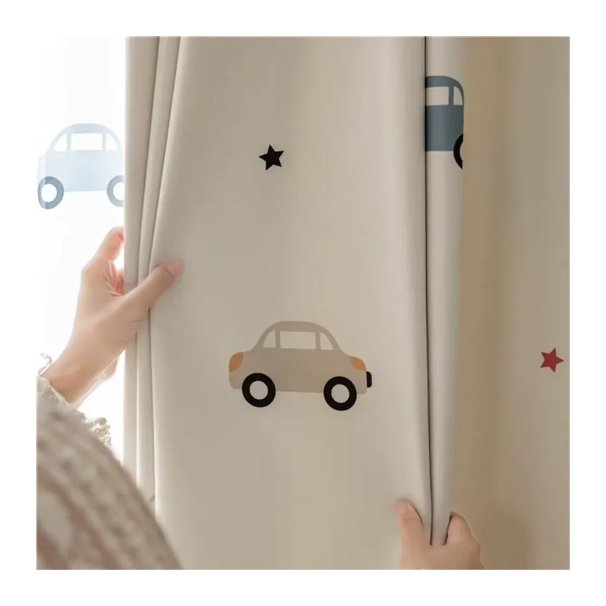 NewWPKIRA Verdunkelnde Vorhänge mit Autos-Muster in Weiß für Kinderzimmer und Wohnzimmer - Bild 3