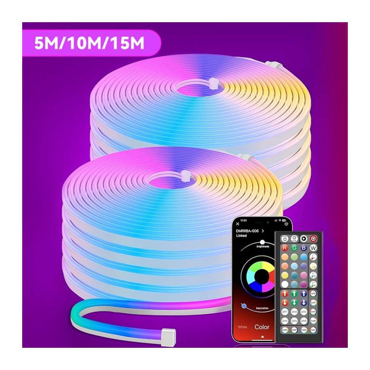 Nexillumi Flexible LED-Neonlichter Outdoor RGB Bunt mit App- und Fernbedienung, IP65 Musik-Synchronisation für Garten und Innenräume - Bild 1