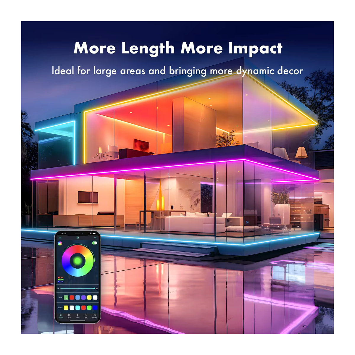 Nexillumi Flexible LED-Neonlichter Outdoor RGB Bunt mit App- und Fernbedienung, IP65 Musik-Synchronisation für Garten und Innenräume - Bild 4