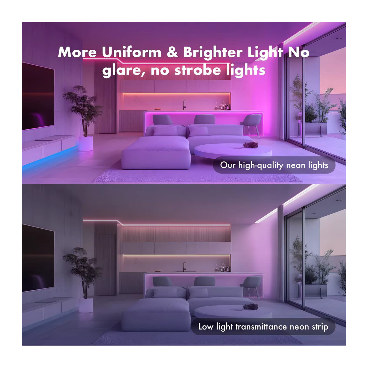 Nexillumi Flexible LED-Neonlichter Outdoor RGB Bunt mit App- und Fernbedienung, IP65 Musik-Synchronisation für Garten und Innenräume - Bild 5