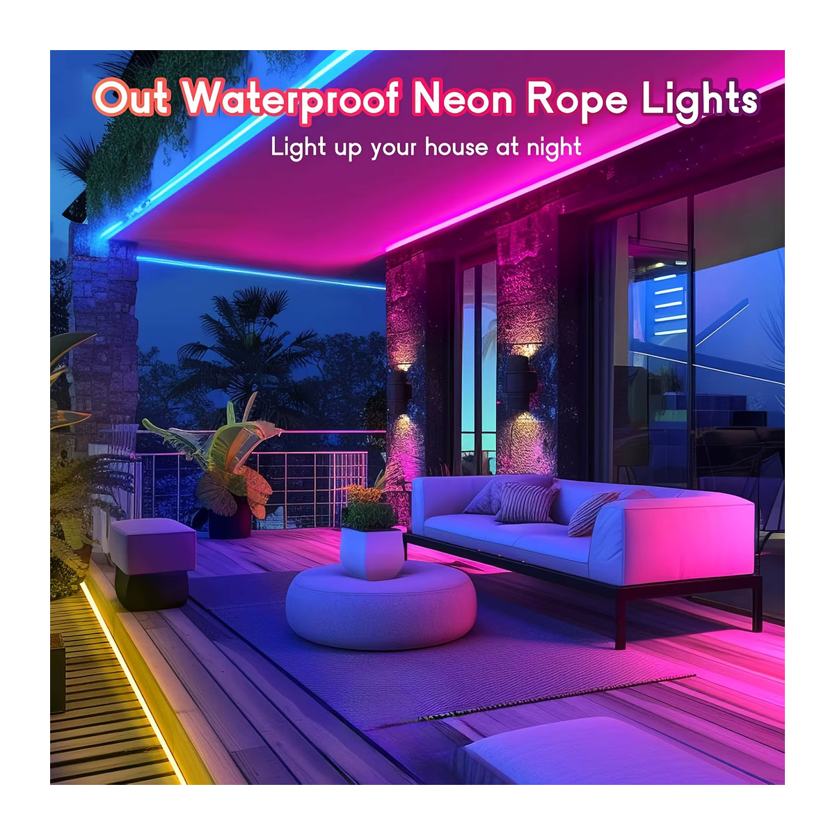Nexillumi Flexible LED-Neonlichter Outdoor RGB Bunt mit App- und Fernbedienung, IP65 Musik-Synchronisation für Garten und Innenräume - Bild 6