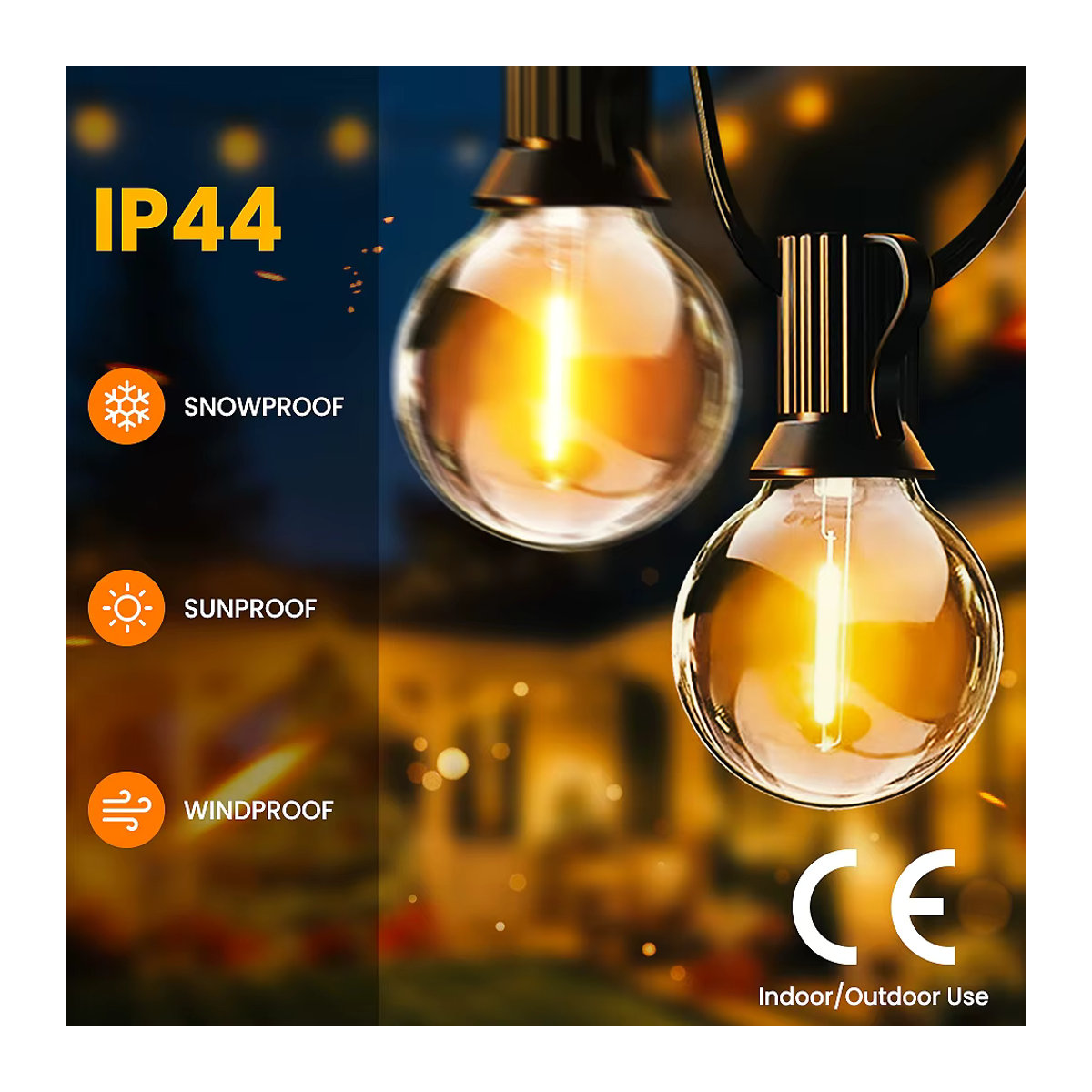 nexillumi G40 LED Außenbeleuchtung IP44 Lichterkette mit Stecker für Garten und Balkon - Bild 2