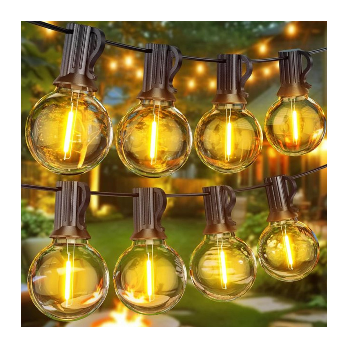 nexillumi G40 LED Retro Außenbeleuchtung Schwarz mit Stecker IP44 für Garten Balkon und Pavillon - Bild 1