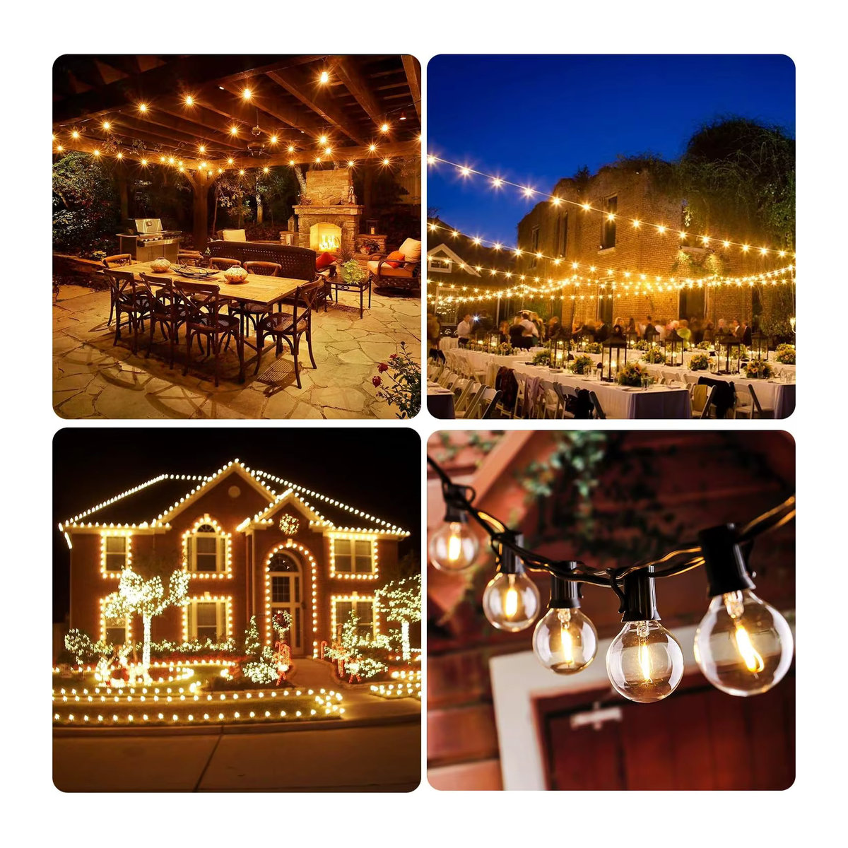 nexillumi G40 LED Retro Außenbeleuchtung Schwarz mit Stecker IP44 für Garten Balkon und Pavillon - Bild 6