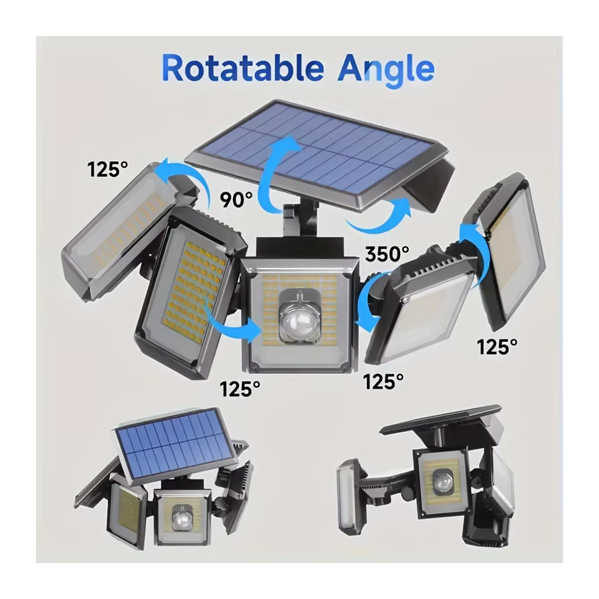 nexillumi Solar-Außenleuchten mit 300 LED, IP65 wasserdicht, Schwarz, mit Bewegungssensor und Fernbedienung für Garten und Terrasse - Bild 5