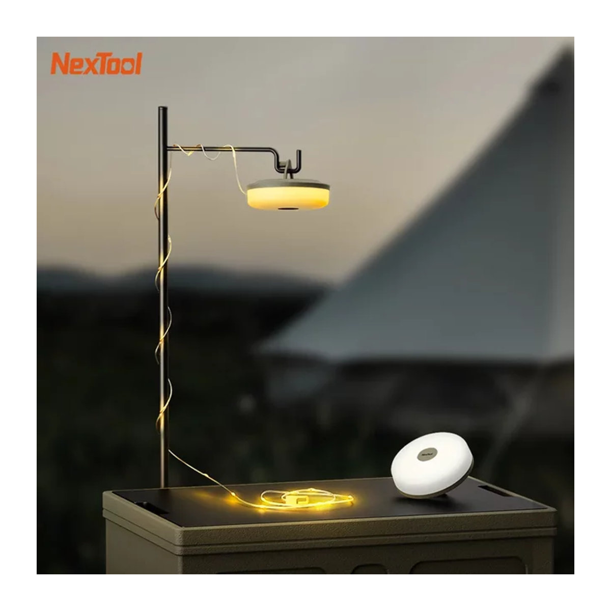 Nextool Camping-LED-Lichtleiste als tragbare Atmosphärenlampe, wiederaufladbar und flexibel, warmweiß, Schwarz/Grün - Bild 1