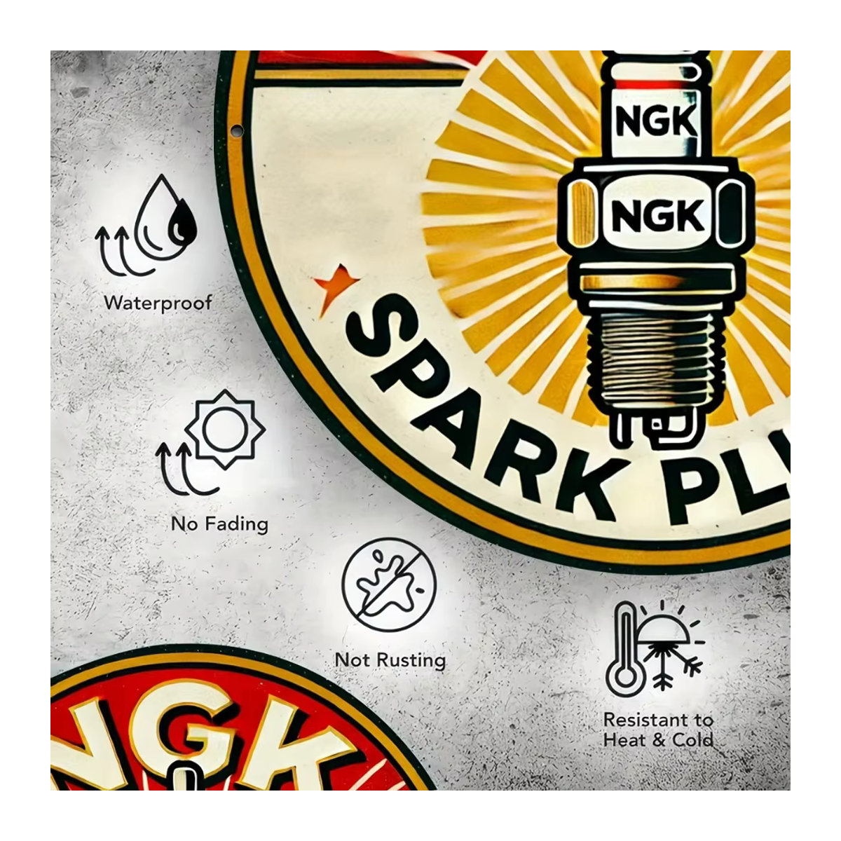 NGK Spark Plug Retro Wanddekoration aus Metall, mehrfarbig, B: 30,48 cm, H: 20,32 cm - Bild 3