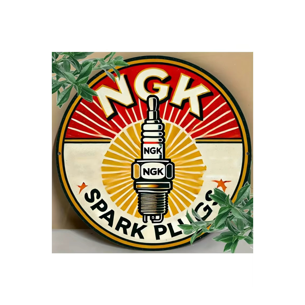 NGK Spark Plug Retro Wanddekoration aus Metall, mehrfarbig, B: 30,48 cm, H: 20,32 cm - Bild 6