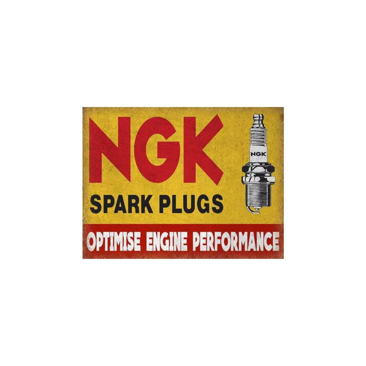 NGK Spark Plugs Vintage Retro Metall Blechschild Poster Plakette Wanddekoration in Gelb, A4, Querformat - Bild 2