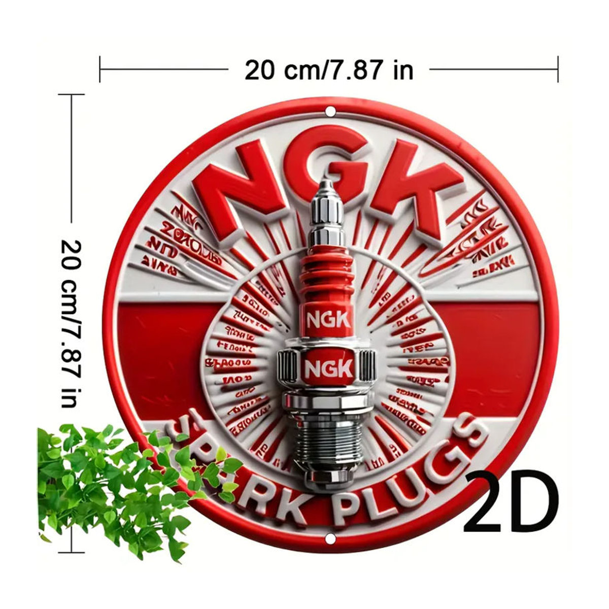 NGK Vintage Zündkerzen Rundmetallschild in Rot als Wanddekoration für Garage und Werkstatt - Bild 5