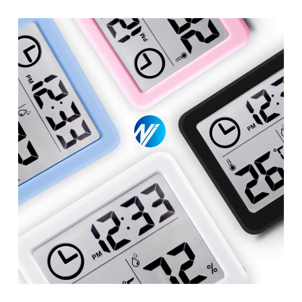 NIDITON Digitale Schreibtischuhr und Wanduhr mit Thermometer und Hygrometer in Weiß - Bild 6