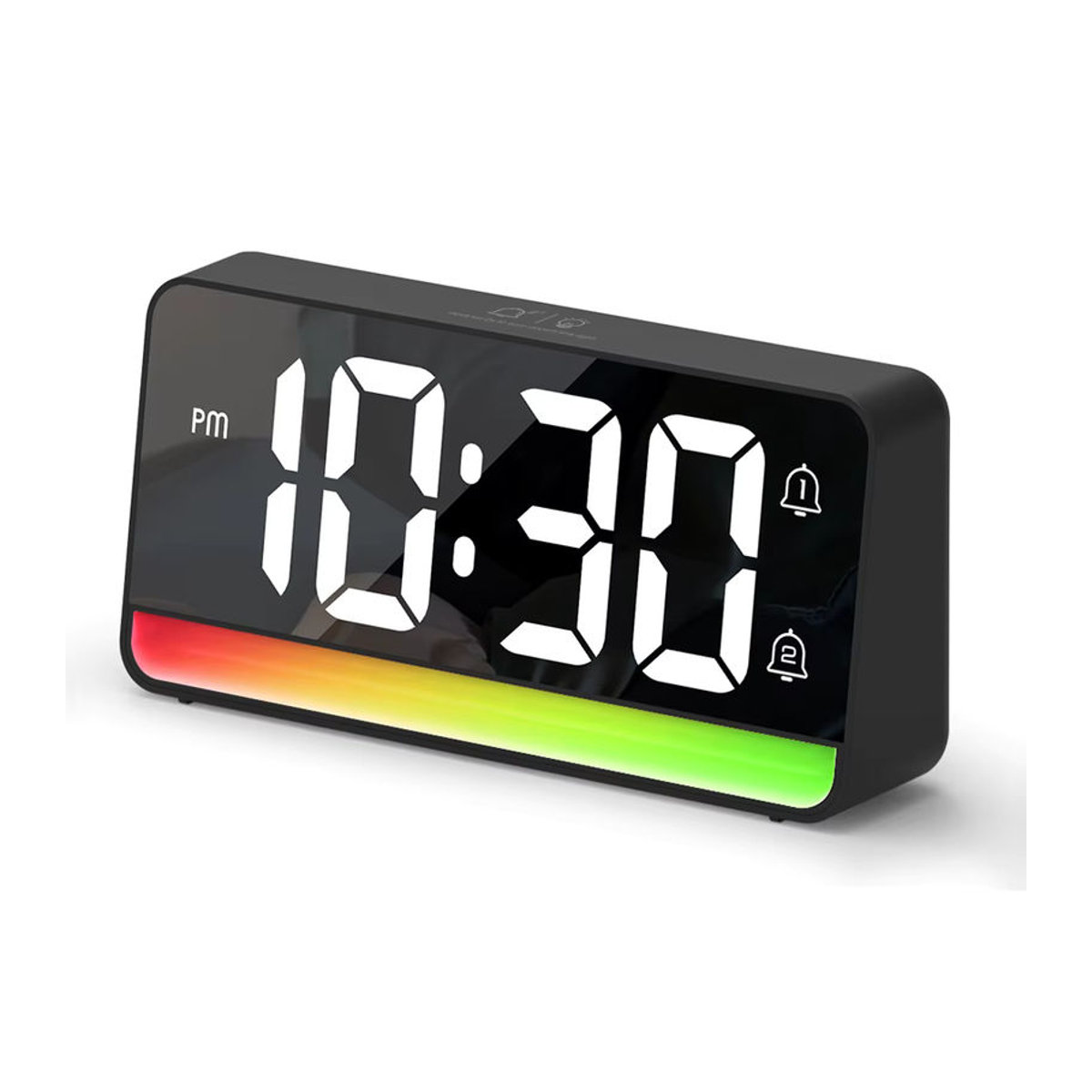 Niditon LED-Digitalwecker mit farbwechselndem Nachtlicht in Schwarz, minimalistisches Design für Schlafzimmer, Büro und Kinderzimmer - Bild 7