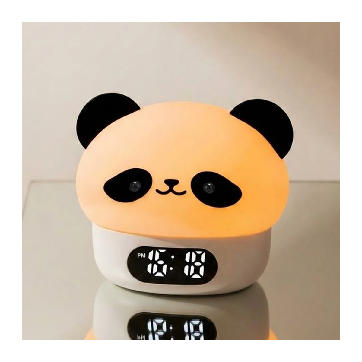 Niditon Panda Digitaler Wecker und Nachtleuchte mit Berührungssensor, Wiederaufladbare Kinderlampe in Bunt, Weiß oder Schwarz/Weiß - Bild 1