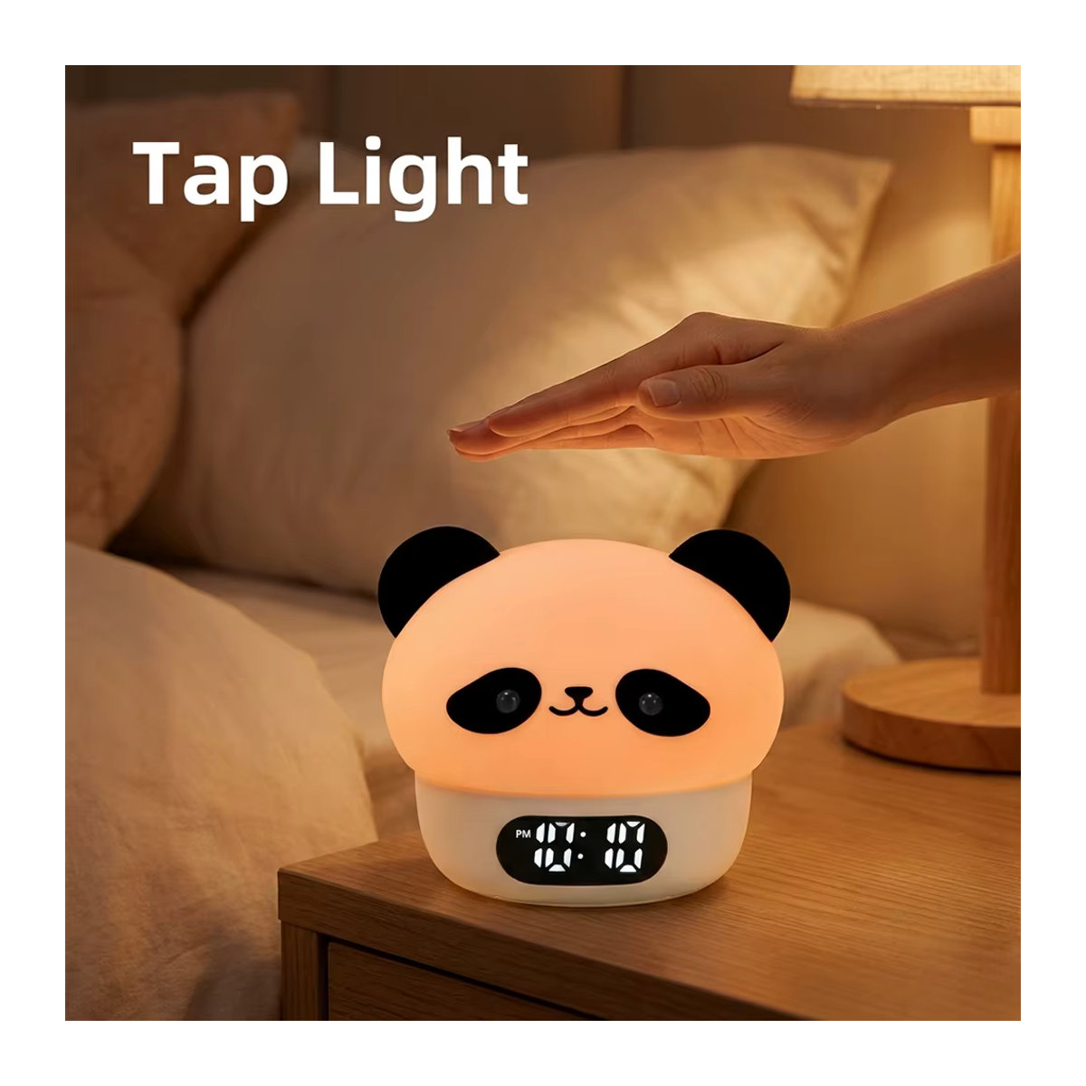 Niditon Panda Digitaler Wecker und Nachtleuchte mit Berührungssensor, Wiederaufladbare Kinderlampe in Bunt, Weiß oder Schwarz/Weiß - Bild 2