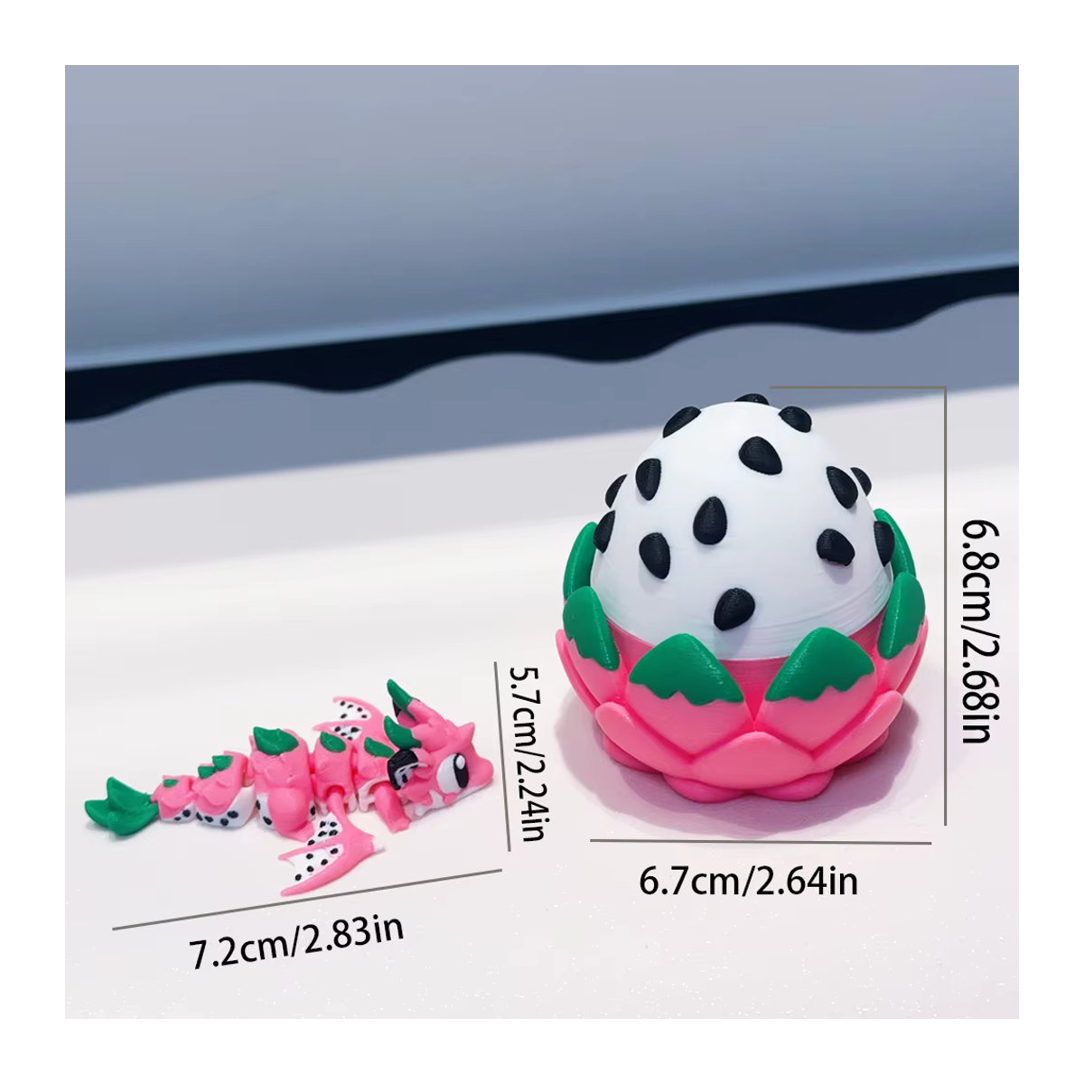 Niedliche 3D-gedruckte Drachen-Skulptur aus Kunststoff als Desktop-Dekoration in Pink und Mehrfarbig - Bild 2