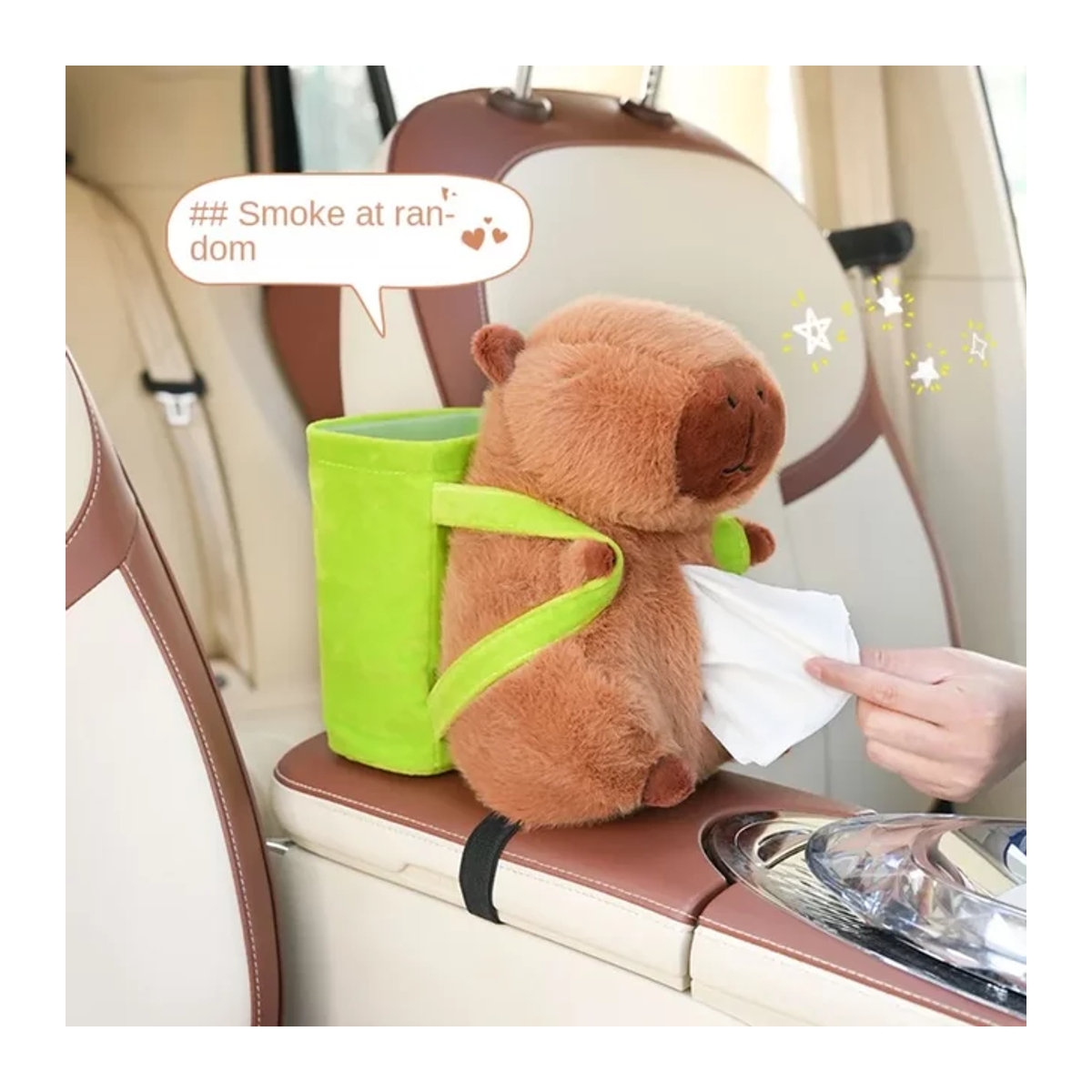 Niedliche Capybara Plüsch Puppe als Auto Taschentuchbox und Aufbewahrungseimer in Braun - Bild 1