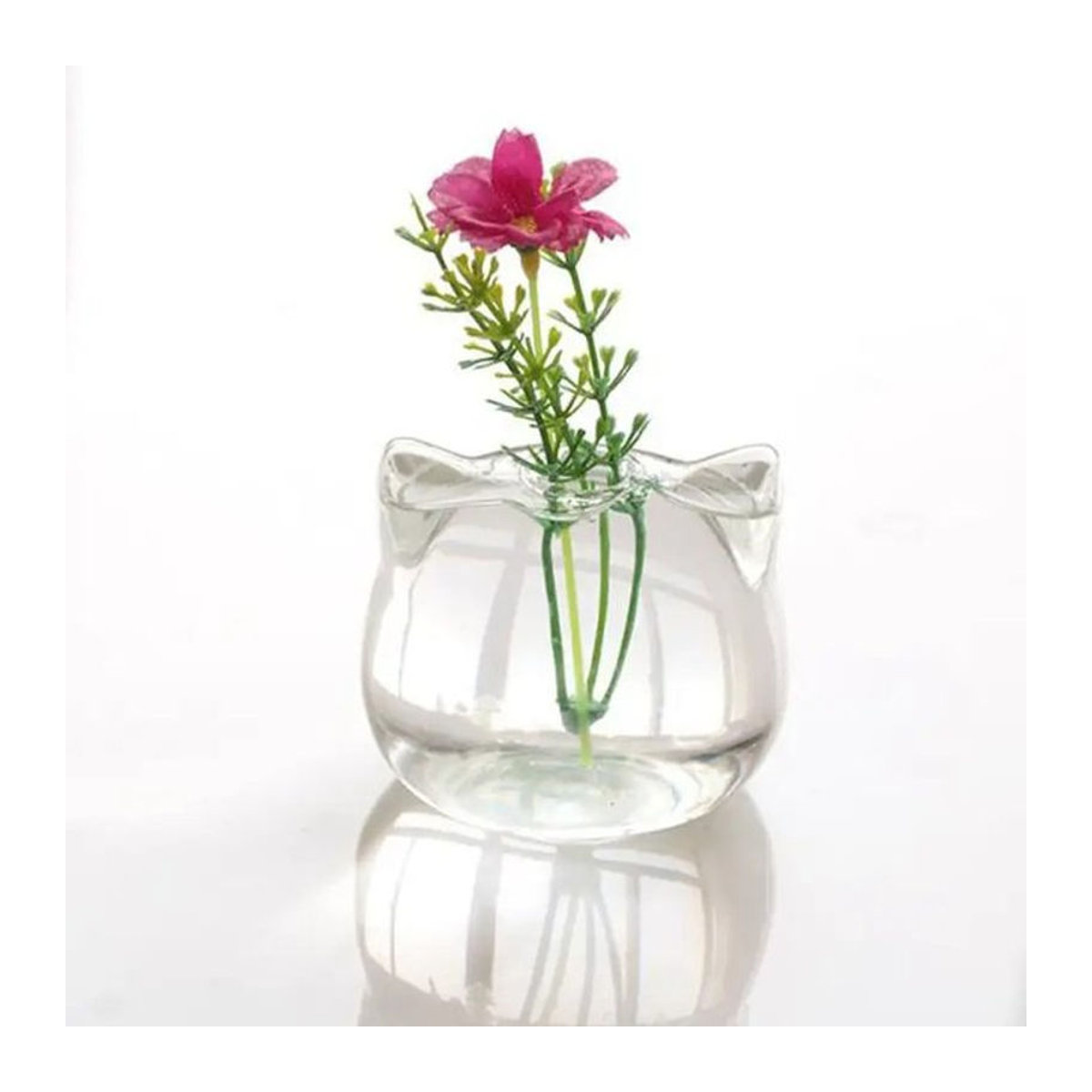 Niedliche Glasvase in Katzenform für Schnittblumen und Hydrokultur, transparent - Bild 1