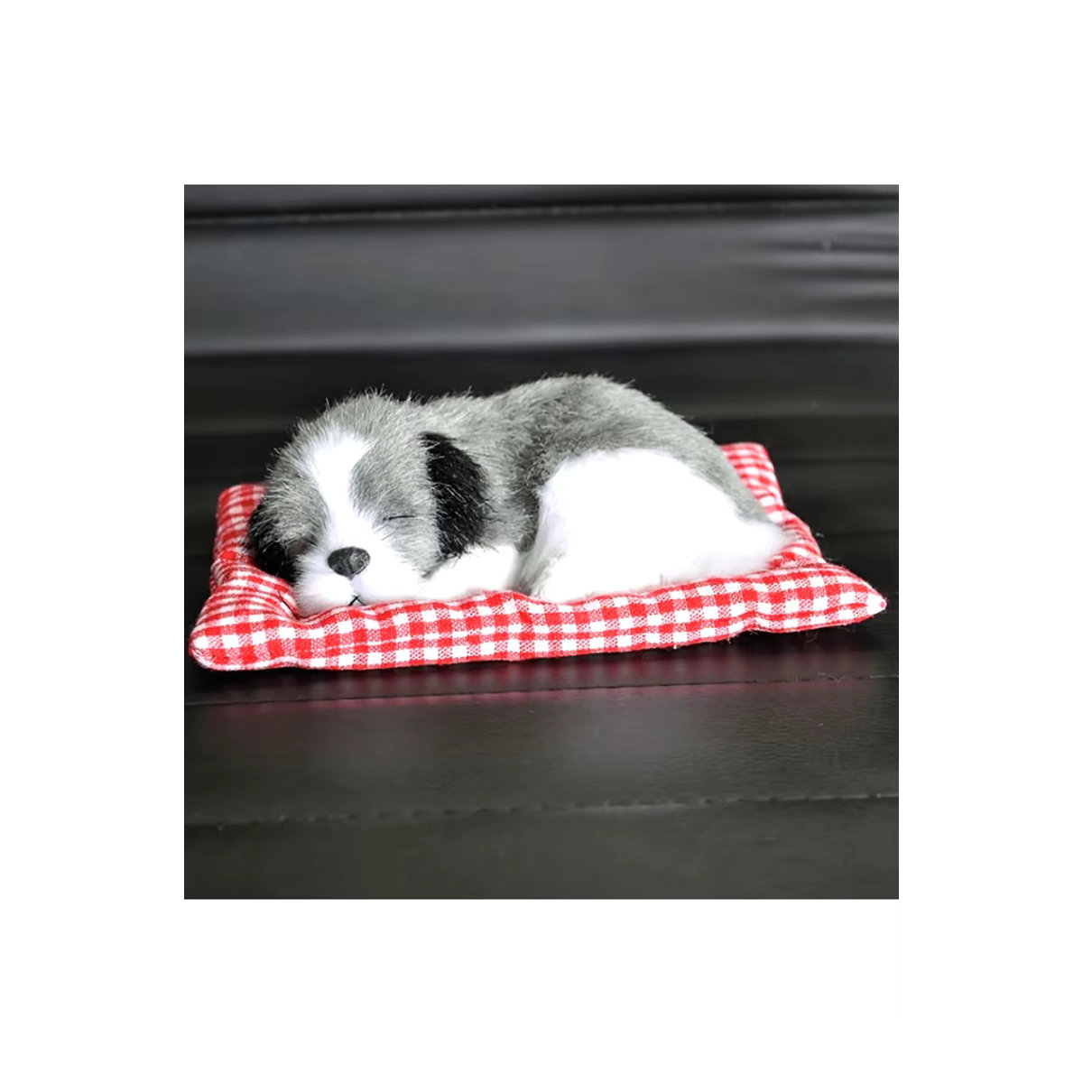 Niedliche Plüsch-Hundedekoration als schlafender Spielzeughund in Weiß für dein Armaturenbrett im Auto - Bild 2