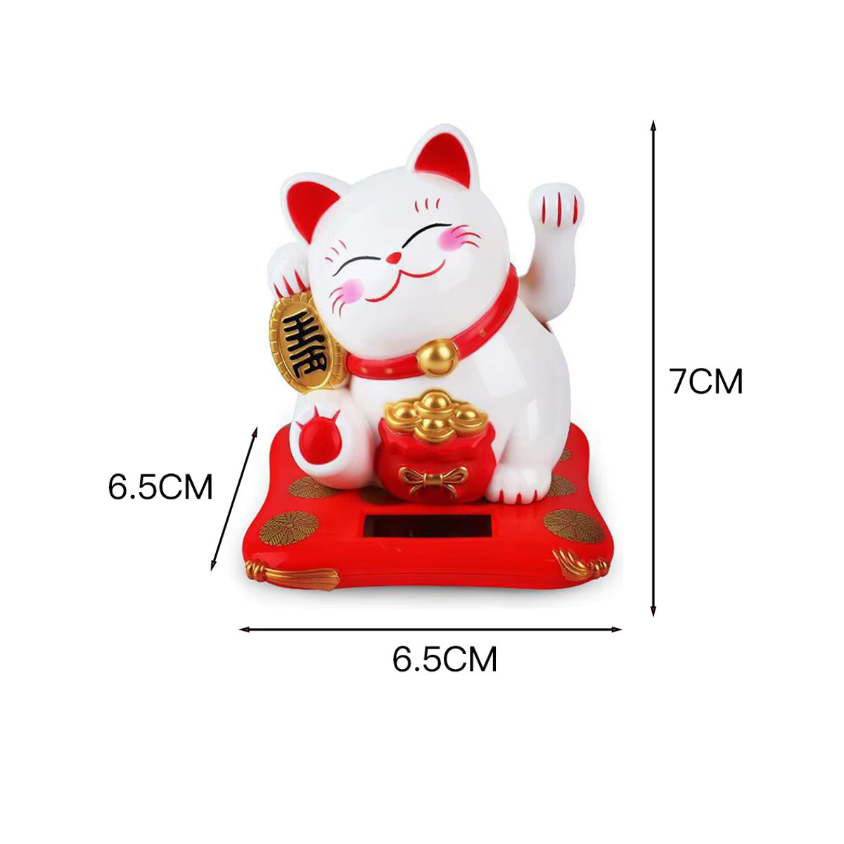 Niedliche Solar-Glückskatze als Deko-Ornament in Gelb und Mehrfarbig, Kunstharz-Katzenfigur für Schreibtisch und Auto, Höhe: 6,35 cm - Bild 6