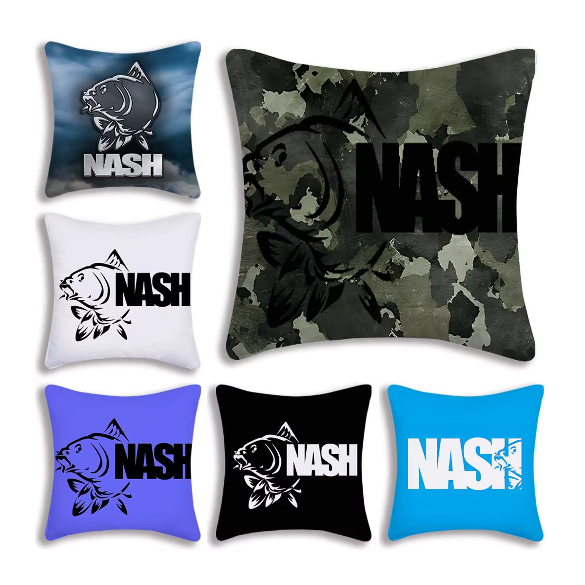 Niedriger Plüsch-Kissenbezug mit Cartoon Nash Fishing Logo und doppelseitigem Druck in Mehrfarbig - Bild 2