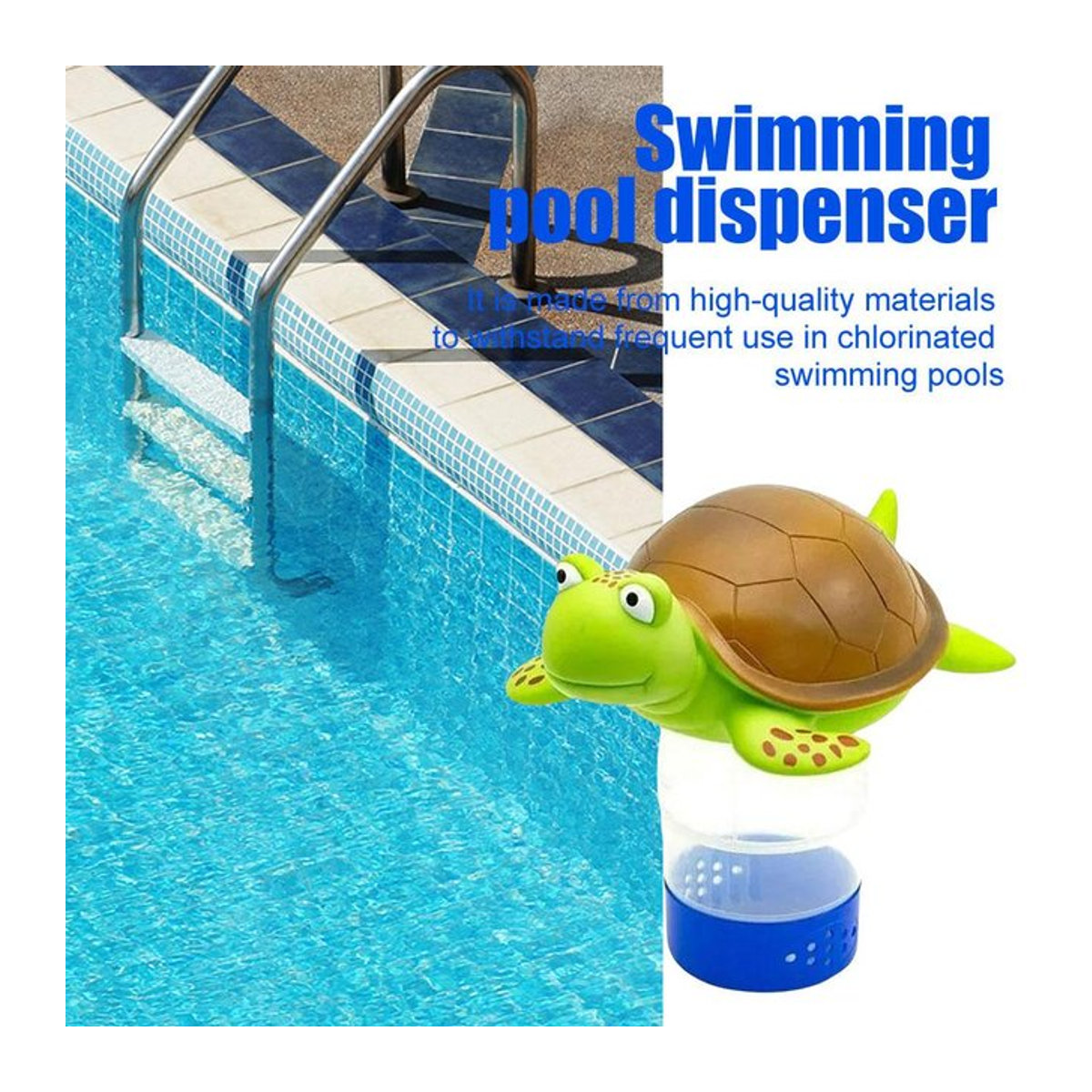 Niedriger schwimmender Schildkröten Pool Chlor Spender in Grün zur Poolreinigung - Bild 1
