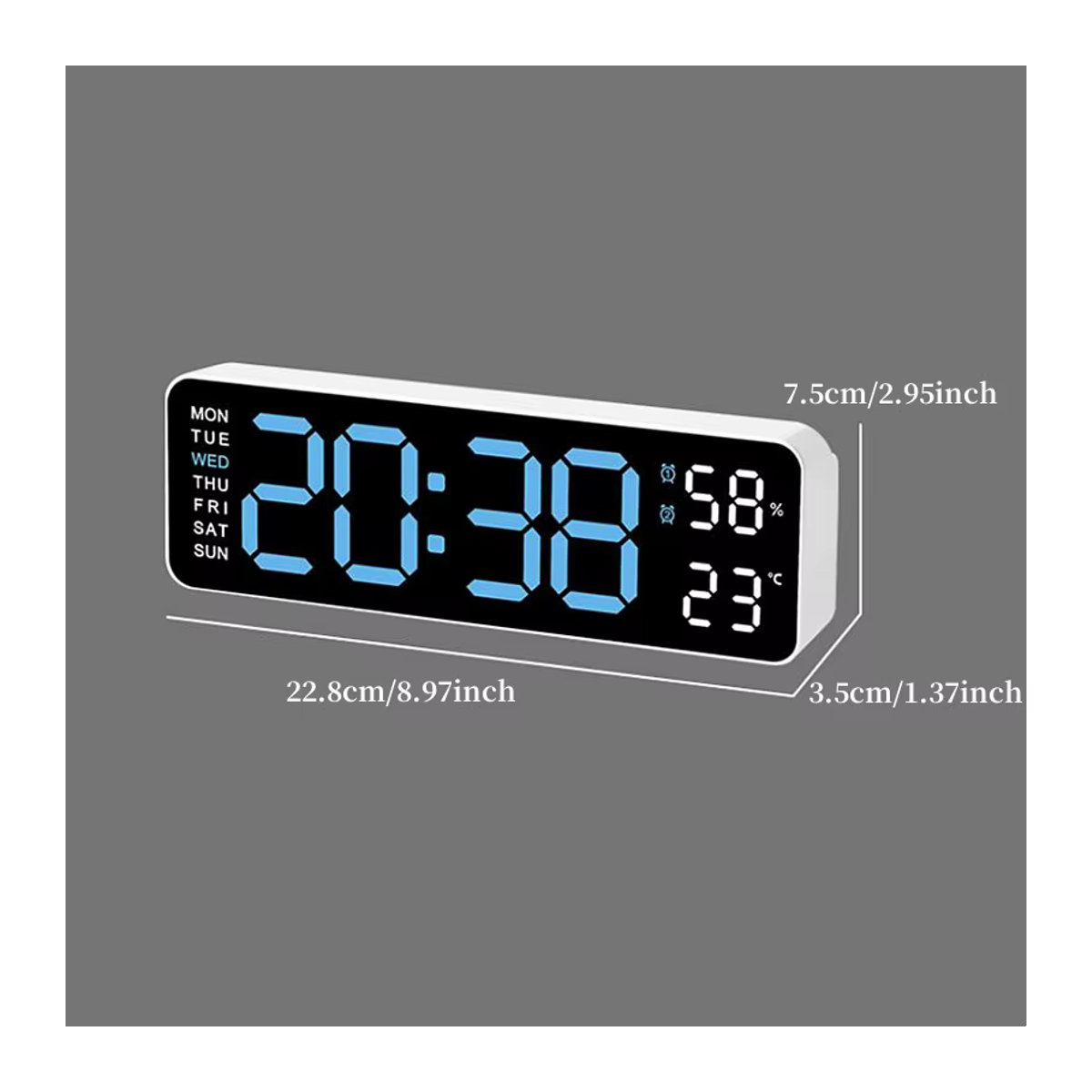 NieNie Digitale LED Wanduhr mit Thermometer und Hygrometer, 22,86 cm, Schwarz, USB-betrieben - Bild 5