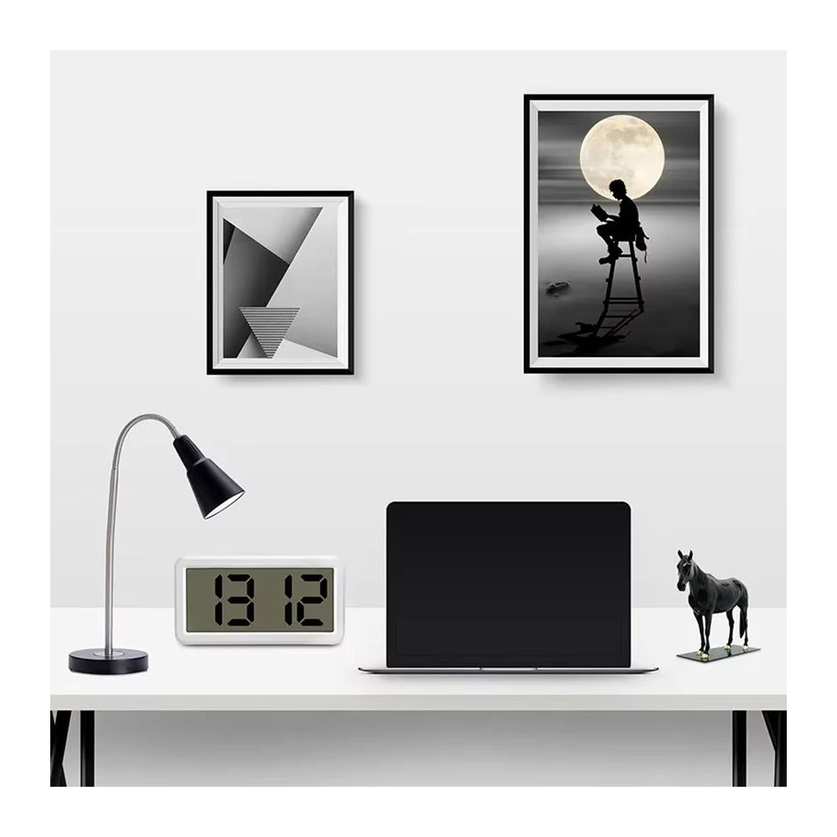NieNie Digitaler Wecker mit Datumsanzeige und Schlummerfunktion, weiß, wandmontiert, minimalistisches Design aus Kunststoff - Bild 2
