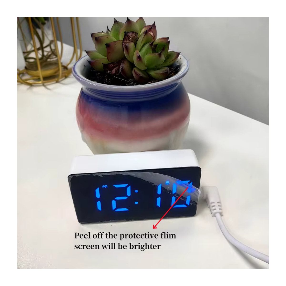 NieNie Digitaler Wecker mit Thermometer und Datumsanzeige, USB-betrieben, LED-Tischuhr mit Nachtmodus und 3 Alarmen, Schwarz oder Grün, B: 7 cm, H: 4 cm - Bild 3