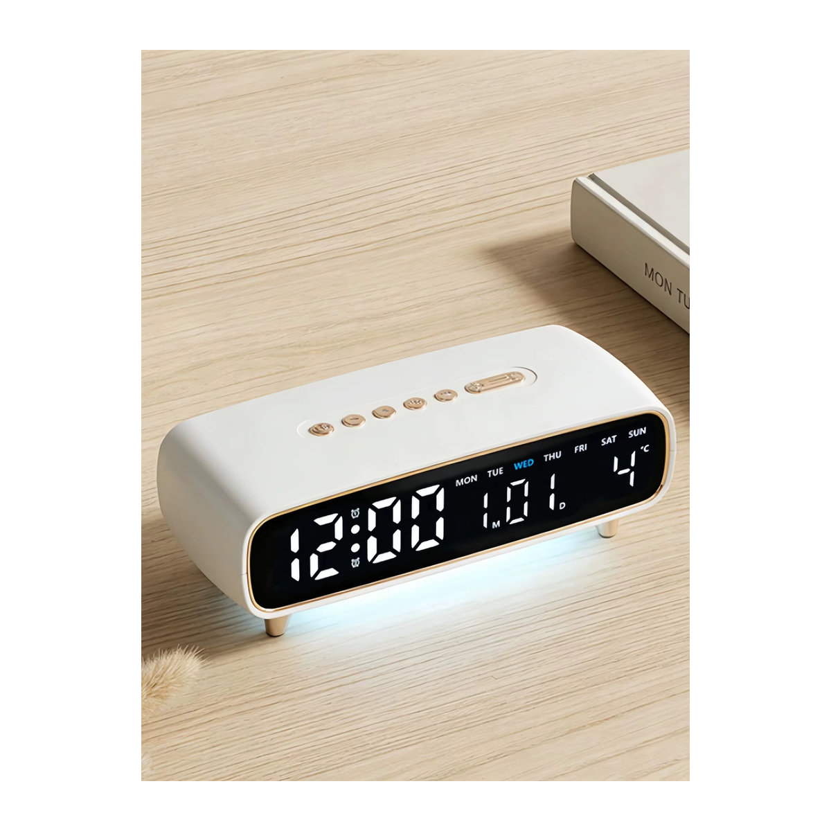 NieNie LED Digitaler Wecker in Weiß mit Sprachsteuerung, Temperaturanzeige, Datum und Timer - Bild 1