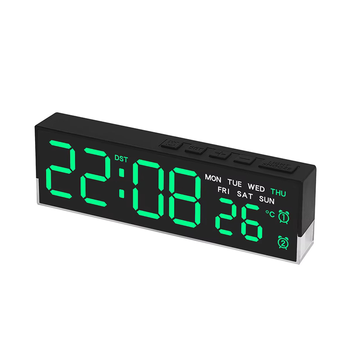 NieNie LED-Digitalwecker in Schwarz mit Thermometer und Beleuchtung, USB-betrieben, minimalistisches Design aus Kunststoff - Bild 4