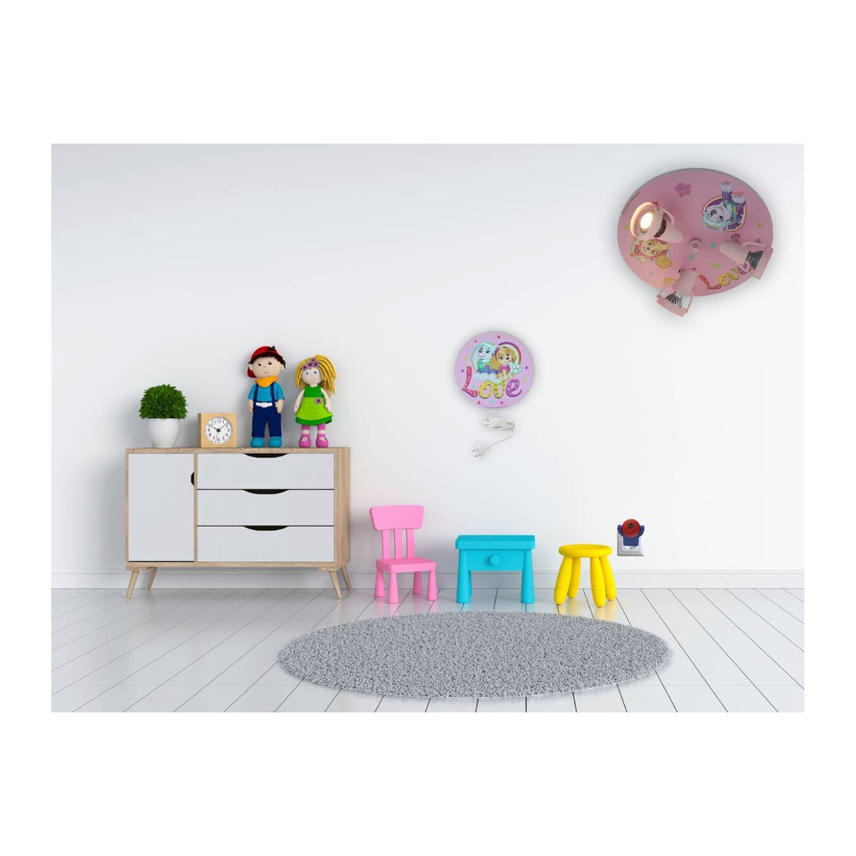 Niermann Kinderwandleuchte Pawsitive Pups Rosa aus Kunststoff mit E14 Fassung, Durchmesser: 25 cm - Bild 4