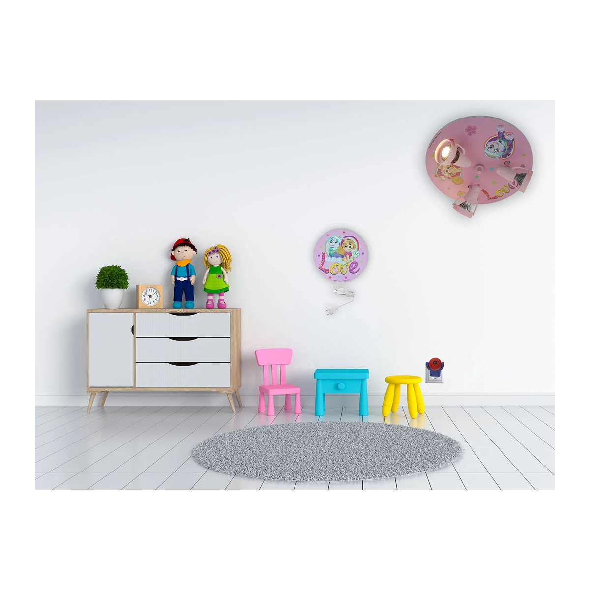 Niermann Kinderwandleuchte Pawsitive Pups Rosa aus Kunststoff mit E14 Fassung, Durchmesser: 25 cm - Bild 5